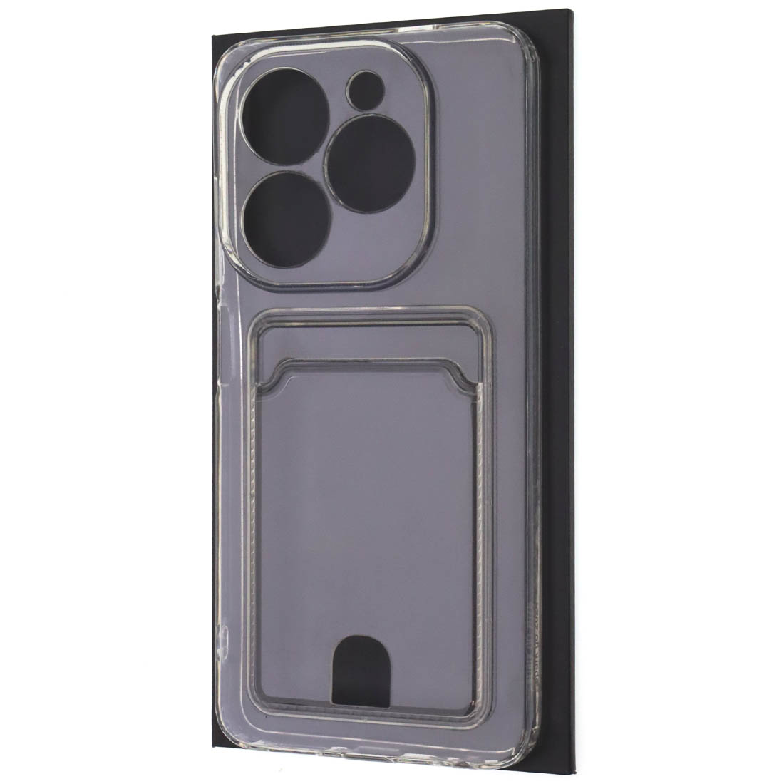 Чехол накладка CARD CASE для INFINIX Hot 40i, Smart 8, защита камеры, силикон, отдел для карт, цвет прозрачный