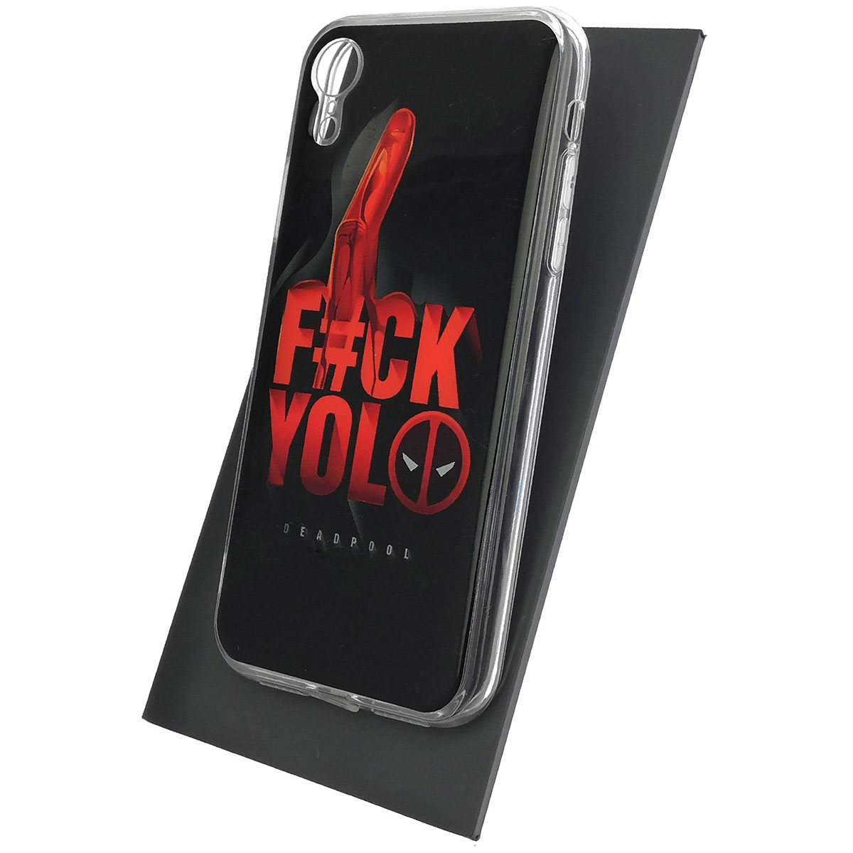 Чехол накладка для APPLE iPhone XR, силикон, глянцевый, рисунок FCK YOLO DEADPOOL