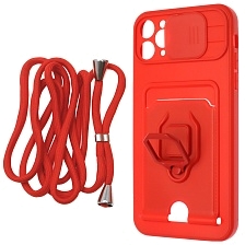 Чехол накладка MULTI FUNCTION 4 в 1 для APPLE iPhone 11 Pro MAX (6.5), цвет красный