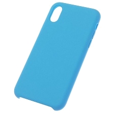 Чехол накладка Silicon Case для APPLE iPhone X, iPhone XS, силикон, бархат, цвет голубой