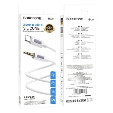 Аудио кабель, переходник BOROFONE BL20 True AUX (Jack 3.5 мм) на USB Type C, длина 1 метр, цвет белый