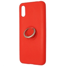 Чехол накладка RING для XIAOMI Redmi 9A, силикон, кольцо держатель, цвет красный