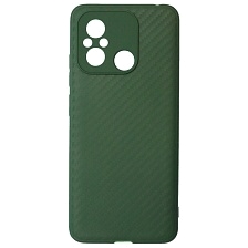 Чехол накладка для XIAOMI Redmi 12C, XIAOMI POCO C55, защита камеры, силикон, карбон, цвет темно зеленый Чехол накладка для XIAOMI Redmi 12C, XIAOMI POCO C55, защита камеры, силикон, карбон, цвет темно зеленый