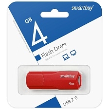 Флешка USB 2.0 4GB SMARTBUY CLUE, цвет красный
