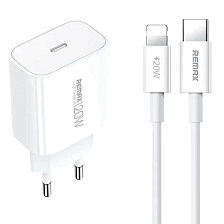 СЗУ (Сетевое зарядное устройство) REMAX Kiddy RP-U133i, 20W, 1 USB Type C, кабель USB Type C на Lightning 8 pin, цвет белый