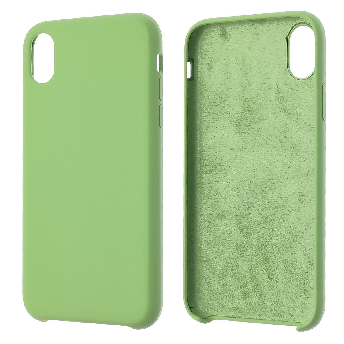 Чехол накладка Silicon Case для APPLE iPhone XR, силикон, бархат, цвет светло зеленый