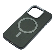 Чехол накладка Cabbeen с поддержкой MagSafe для APPLE iPhone 15 Pro, экокожа, цвет черный