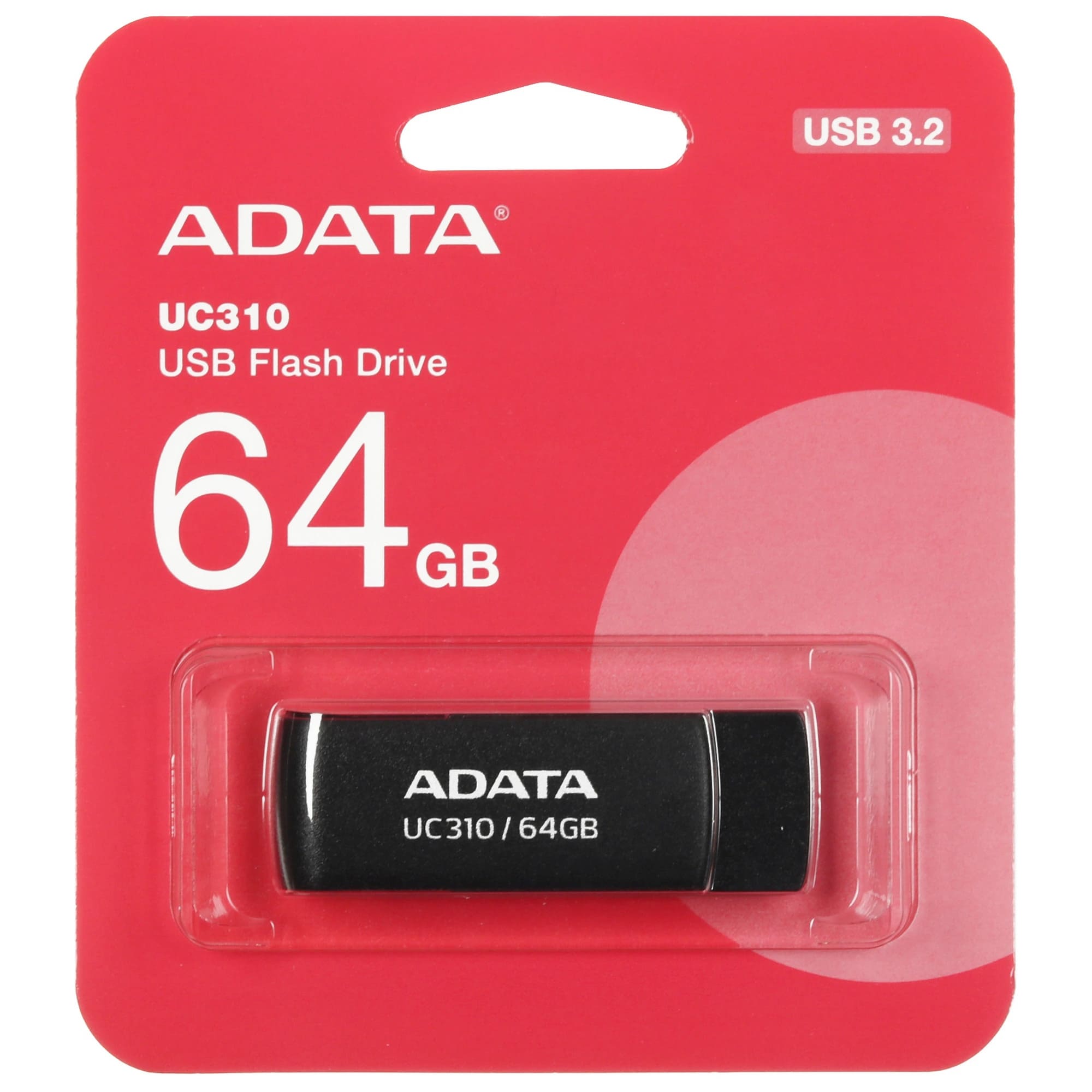 Память USB Flash A-Data UC310 [Type-A, 3.2 Gen 1, 64 Gb, пластик], цвет черный