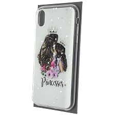 Чехол накладка Vinil для APPLE iPhone XR, силикон, блестки, глянцевый, рисунок Princesses