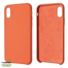 Чехол накладка Silicon Case для APPLE iPhone X, iPhone XS, силикон, бархат, цвет оранжевый Чехол накладка Silicon Case для APPLE iPhone X, iPhone XS, силикон, бархат, цвет оранжевый