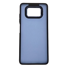 Чехол накладка для XIAOMI POCO X3, POCO X3 Pro, силикон, пластик, цвет окантовки темно синий Чехол накладка для XIAOMI POCO X3, POCO X3 Pro, силикон, пластик, цвет окантовки темно синий