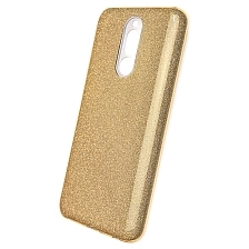 Чехол накладка для XIAOMI Redmi 8, силикон, блестки, цвет золотистый.