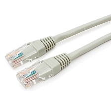 Патч-корд UTP 5e кат., длина 10 метров (PATCH-CORD RJ-45 10 M), сетевой кабель для интернета, длина 10 метров, до 1 гигабита, цвет серый