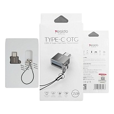 Адаптер, переходник, конвертер YESIDO GS08 с USB Type C (папа) на USB (мама), цвет серебристый Адаптер, переходник, конвертер YESIDO GS08 с USB Type C (папа) на USB (мама), цвет серебристый