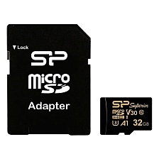 Карта памяти MicroSDHC 32GB SILICON POWER High Endurance UHS-I U3, 100 Мб/с, с адаптером