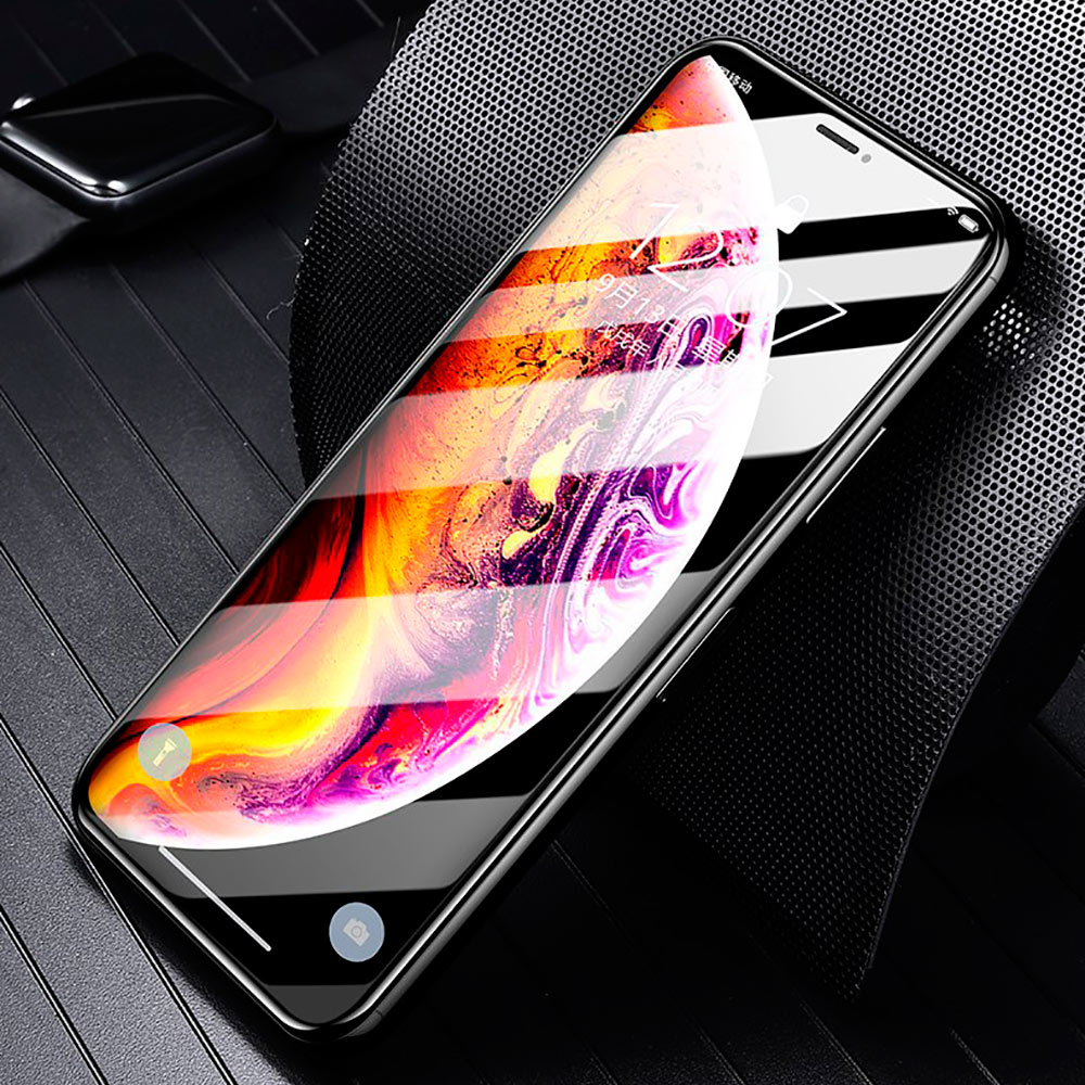 Защитное стекло "5D" Full Glue для APPLE iPhone XS MAX (6.5"), цвет канта чёрный.