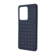 Чехол накладка для SAMSUNG Galaxy S20 Ultra (SM-G988), силикон, плетение, цвет синий.