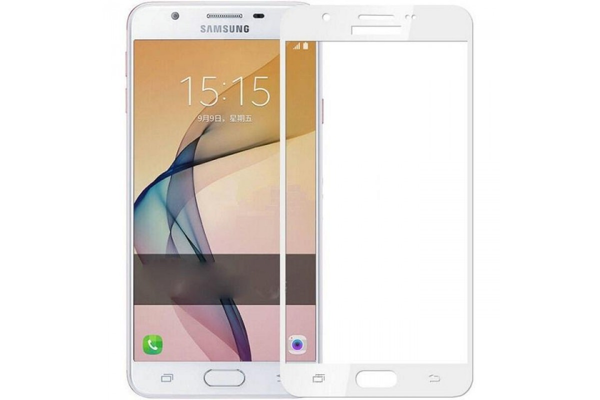 Защитное стекло 4D для SAMSUNG Galaxy J7 Prime SM-G610 белый кант Monarch.