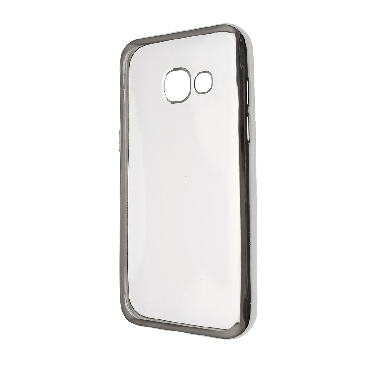 Чехол накладка для SAMSUNG Galaxy A3 2017, силикон, глянец, окантовка серебристая.