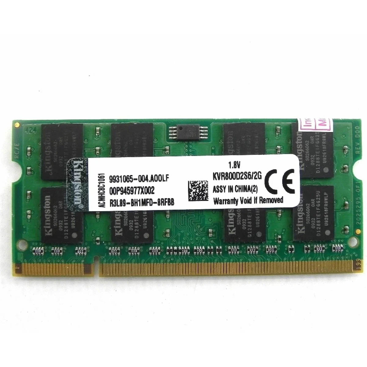 Оперативная память KINGSTON SO-DIMM KVR800D2S6/2G, DDR2 800 МГц, 2 Гб, 1.8v
