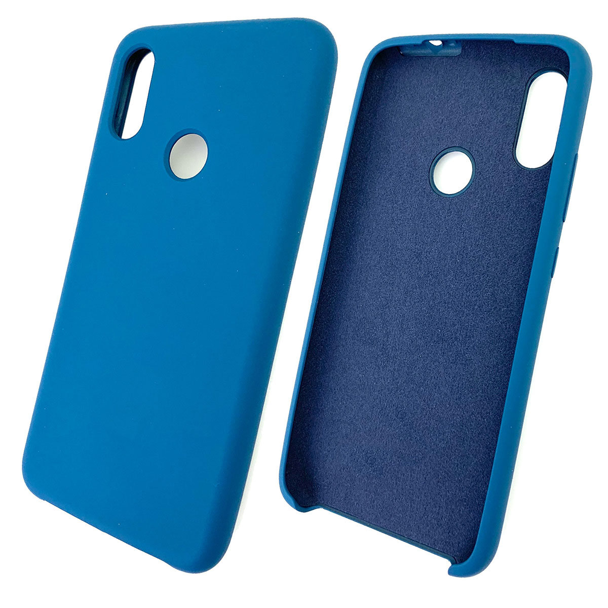 Чехол накладка Silicon Cover для XIAOMI Redmi Note 7, Note 7 Pro, силикон, бархат, цвет синий кобальт.