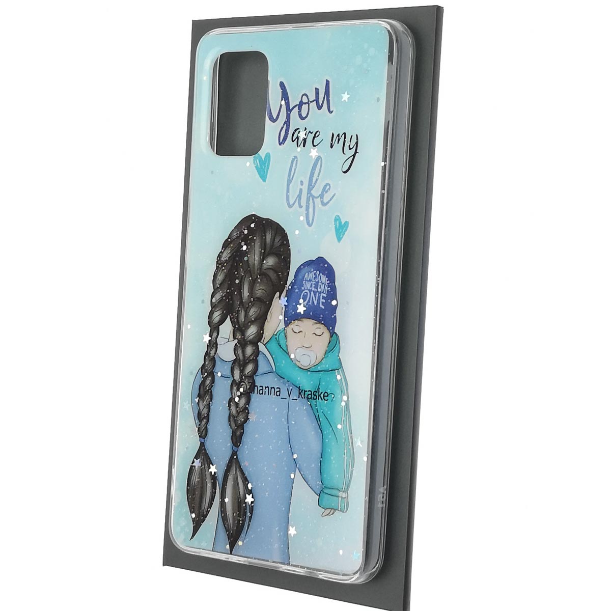 Чехол накладка Vinil для SAMSUNG Galaxy A51 (SM-A515), силикон, блестки, глянцевый, рисунок You are my life
