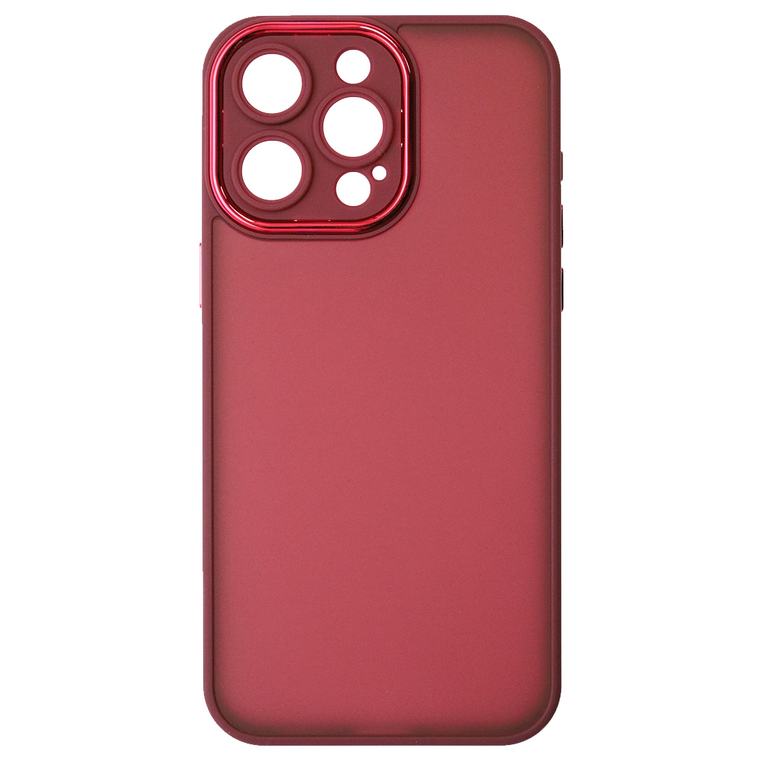 Чехол накладка KING для APPLE iPhone 15 Pro Max (6.7"), силикон, пластик, защита камеры, цвет окантовки бордовый