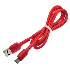 Кабель MRM MR39t USB Type C, 2.4А, длина 1 метр, силикон, цвет красный Кабель MRM MR39t USB Type C, 2.4А, длина 1 метр, силикон, цвет красный