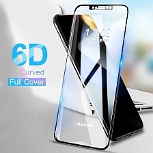 Защитное стекло "MONARCH" FULL HD 6D (HIGH QUALITY) для APPLE iPhone XS MAX (6.5"), цвет канта чёрный.