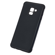 Чехол накладка для SAMSUNG Galaxy A8 Plus 2018 (SM-A730), силикон, плетение, цвет черный