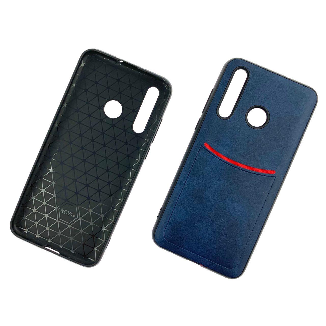 Чехол накладка ILEVEL для HUAWEI Nova 4 (VCE-LX1), силикон, под кожу, визитница, цвет темно синий. Чехол накладка ILEVEL для HUAWEI Nova 4 (VCE-LX1), силикон, под кожу, визитница, цвет темно синий.
