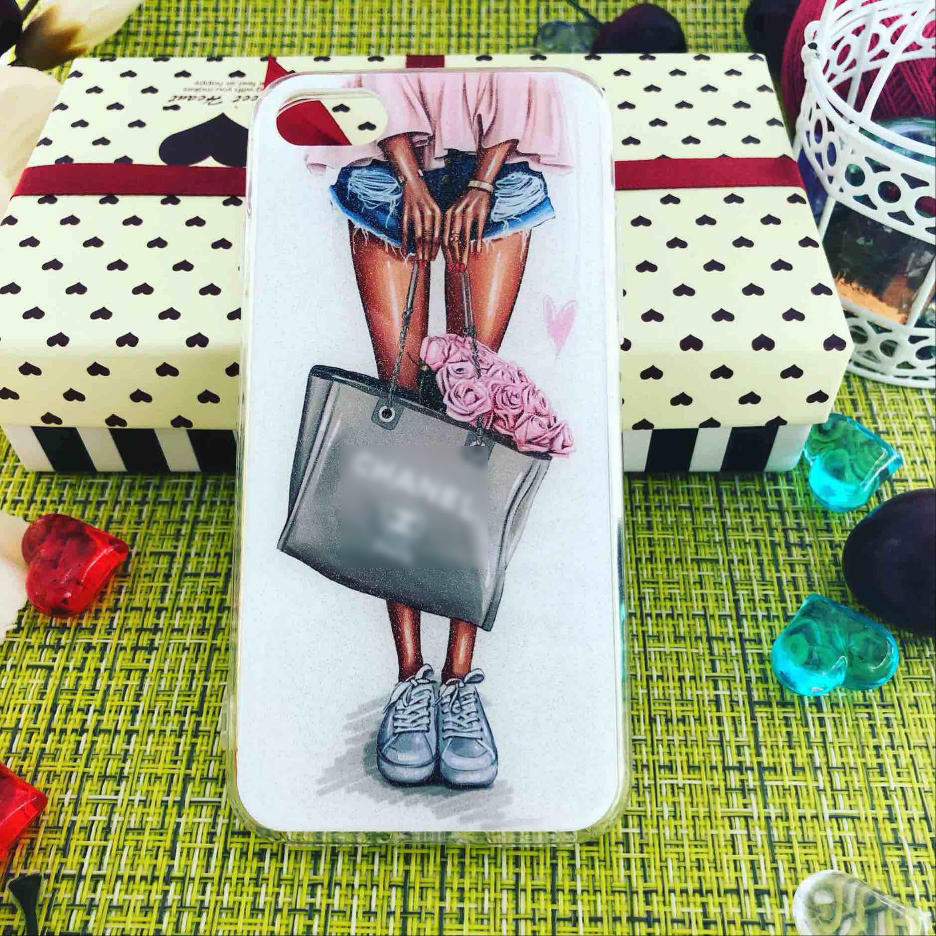 Чехол накладка для APPLE iPhone 7, iPhone 8, iPhone SE 2020, силикон, блестки, рисунок сумка CHANEL PARIS