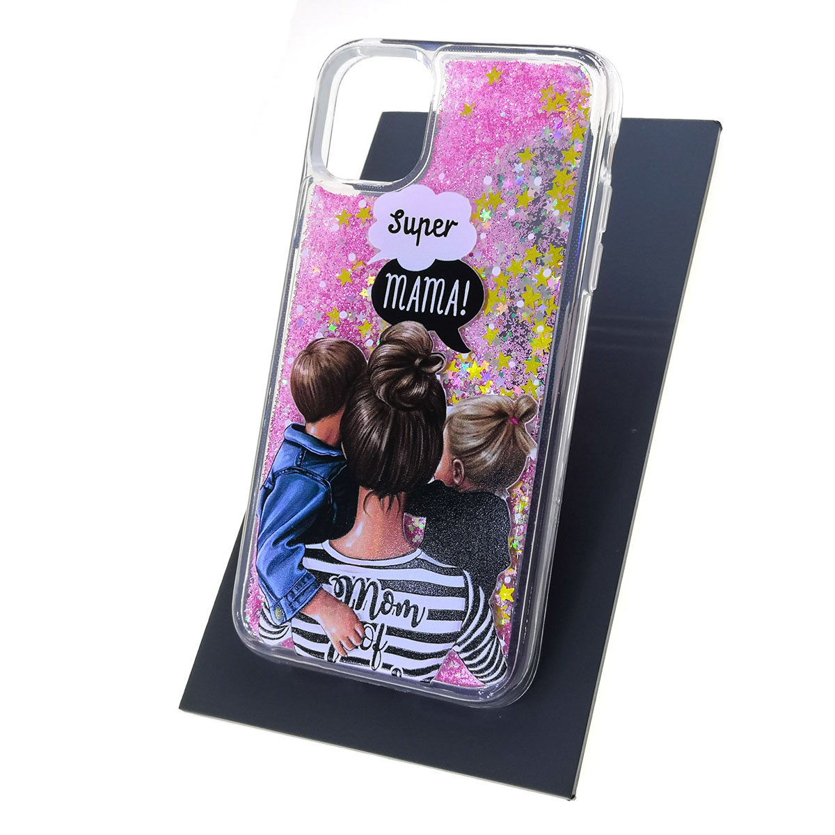 Чехол накладка для APPLE iPhone 11 2019, силикон, блестки, рисунок MOM OF GIRLS. Чехол накладка для APPLE iPhone 11 2019, силикон, блестки, рисунок MOM OF GIRLS.