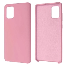 Чехол накладка Silicon Cover для SAMSUNG Galaxy A71 (SM-A715), силикон, бархат, цвет светло розовый Чехол накладка Silicon Cover для SAMSUNG Galaxy A71 (SM-A715), силикон, бархат, цвет светло розовый