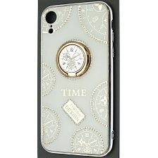 Чехол накладка TYBOMB для APPLE iPhone XR, силикон, стразы, кольцо держатель, рисунок Time
