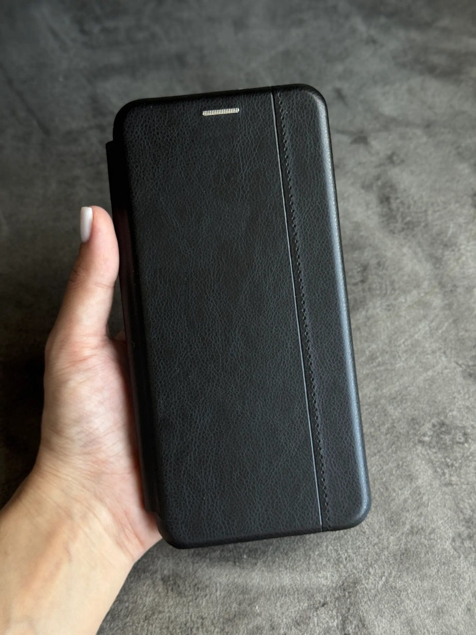 Чехол книжка STR для SAMSUNG S21 Ultra (SM-G998), экокожа, сеточка на динамике, цвет черный