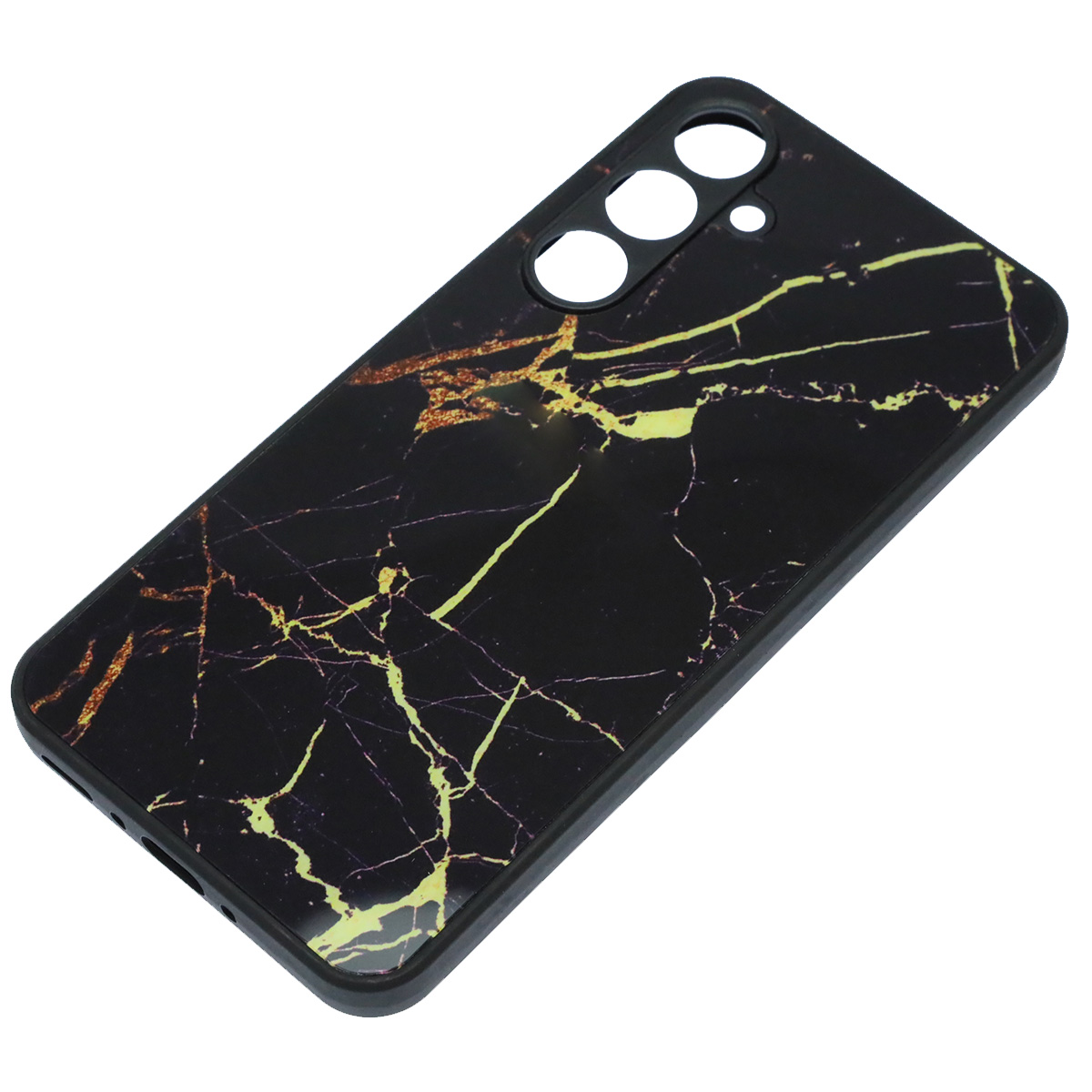 Чехол накладка для SAMSUNG Galaxy A35, силикон, пластик, рисунок черно желтый