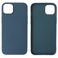 Чехол накладка NANO для iPhone 14 Plus, силикон, бархат, цвет темно синий