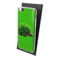 Чехол накладка для APPLE iPhone 6, iPhone 6G, iPhone 6S, силикон, глянцевый, рисунок Зеленый ежик