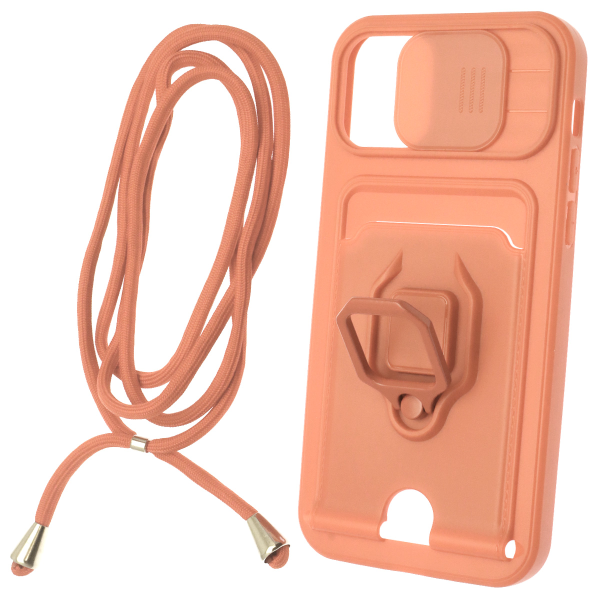 Чехол накладка MULTI FUNCTION 4 в 1 для APPLE iPhone 12, iPhone 12 Pro (6.1), цвет персиковый
