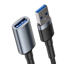 Кабель удлинитель Baseus Cafule Cable USB 3.0 (папа) на USB 3.0 (мама), 2A, длина 1 метр, цвет черно серый