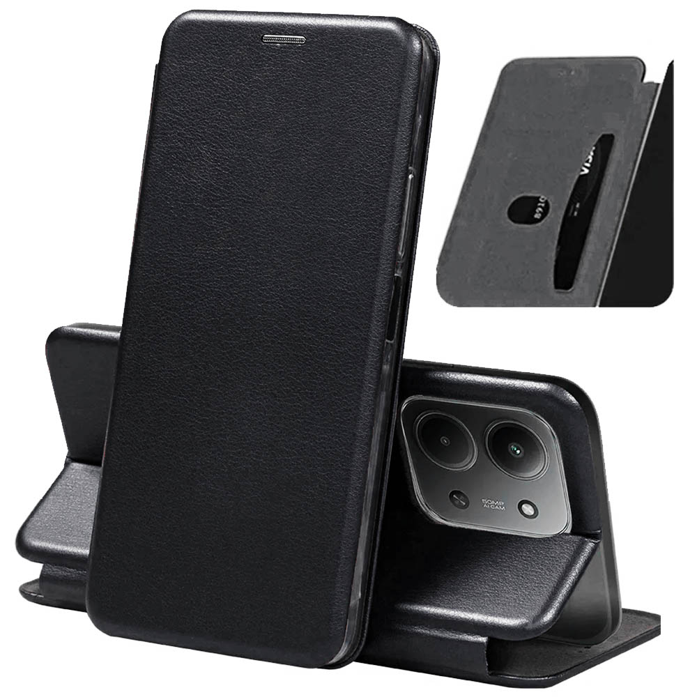 Чехол книжка STYLISH для XIAOMI Redmi 15C, POCO C85, экокожа, визитница, цвет черный