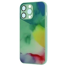 Чехол накладка AG Glass case для APPLE iPhone 14 Pro Max (6.7"), силикон, стекло, защита камеры, цвет светло зеленый