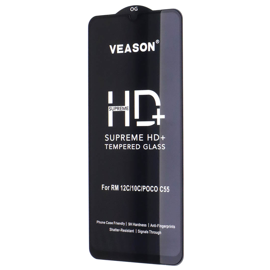 Защитное стекло VEASON HD+ для XIAOMI Redmi 10C, Redmi 12C, Redmi A3, XIAOMI POCO C40, POCO C55, цвет окантовки черный