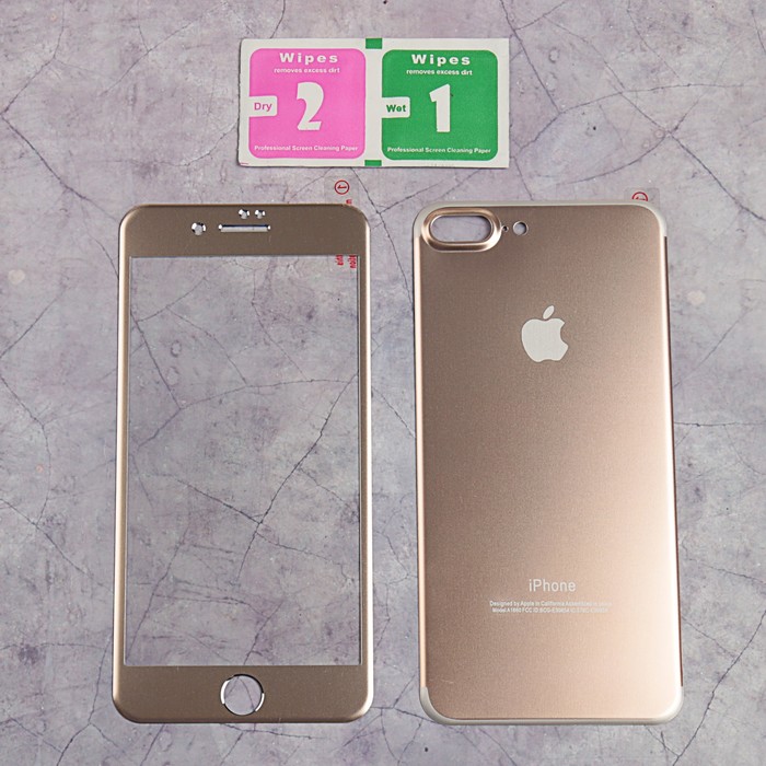 Защитное стекло iPhone 6/6S алюминиевое золото, переднее + заднее.