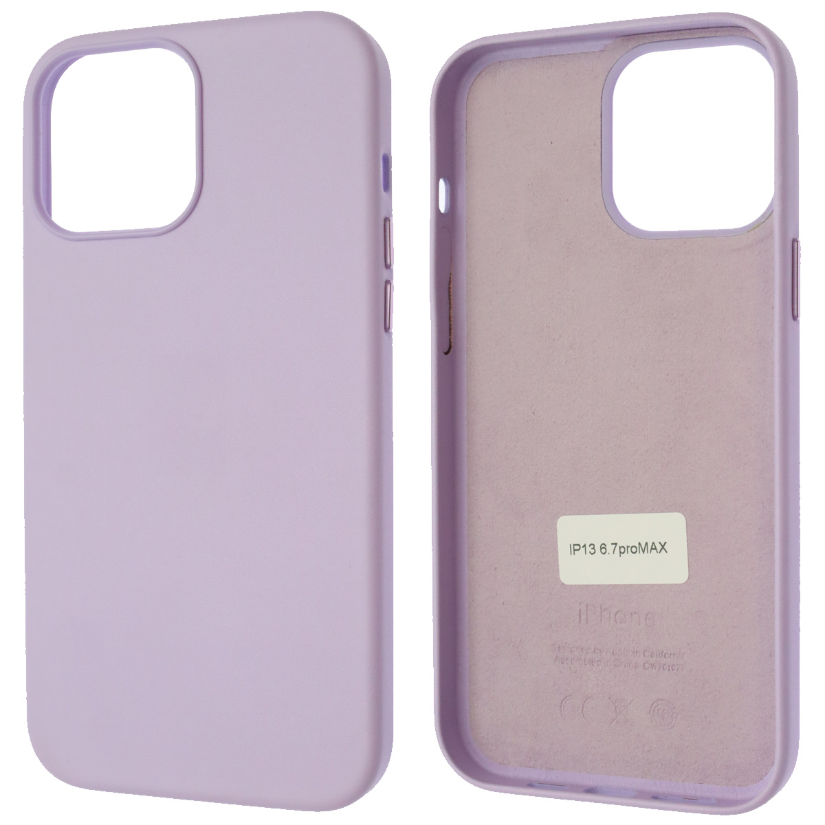 Чехол накладка для APPLE iPhone 13 Pro Max (6.7), силикон, бархат, имитация кожи, цвет сиреневый