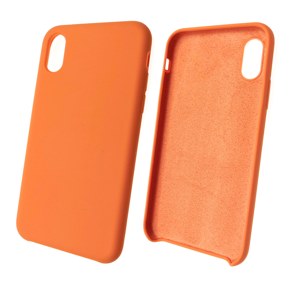 Чехол накладка Silicon Case для APPLE iPhone X, iPhone XS, силикон, бархат, цвет папайя