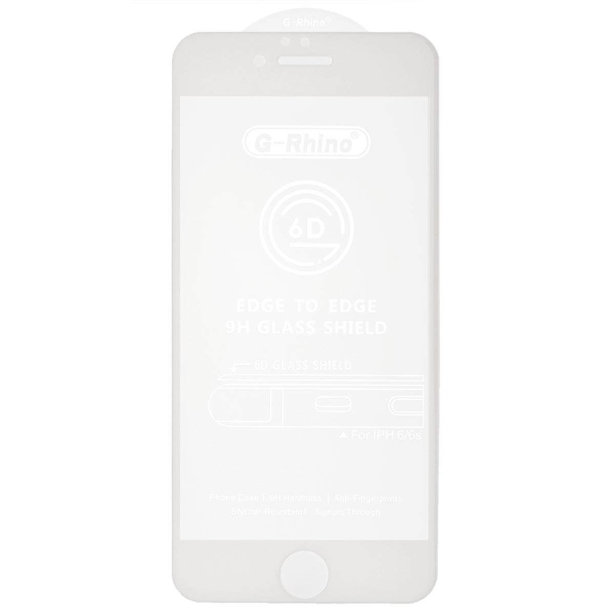 Защитное стекло 6D G-Rhino для APPLE iPhone 6, iPhone 6G, iPhone 6S, цвет окантовки белый