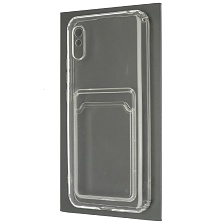 Чехол накладка CARD CASE для XIAOMI Redmi 9A, силикон, отдел для карт, цвет прозрачный Чехол накладка CARD CASE для XIAOMI Redmi 9A, силикон, отдел для карт, цвет прозрачный