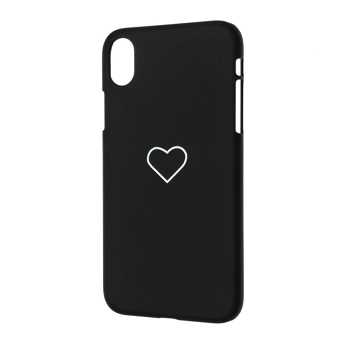 Чехол накладка для APPLE iPhone XR, пластик, матовый, рисунок Сердце, цвет черный.